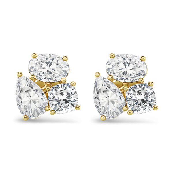 Earrings - 6.00 carat diamond trilogy earrings in yellow gold