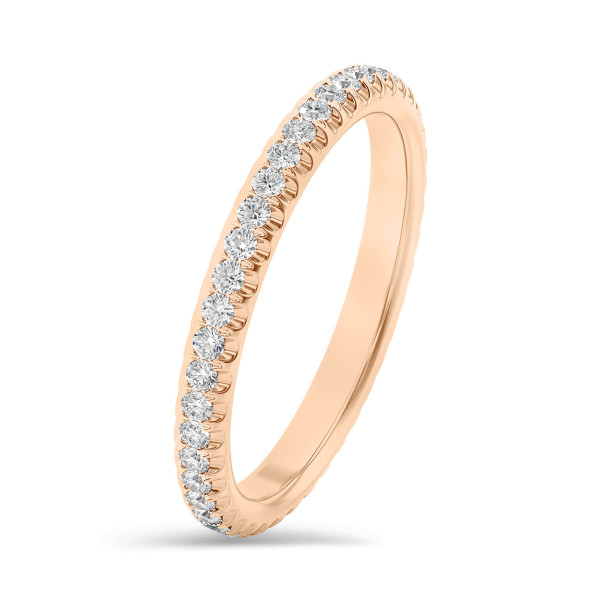 Rings - 0.55 carat eternity ring (full set) in red gold with round lab grown diamonds