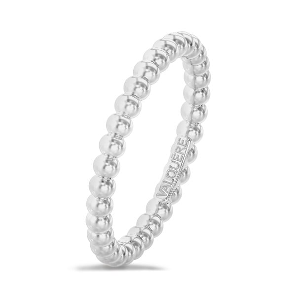 Rings - Stackable beaded ring in white gold