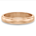 Wedding ring with a domed surface of 4.00 mm in red gold