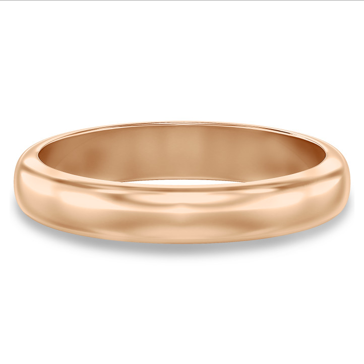 Wedding ring with a domed surface of 4.00 mm in red gold