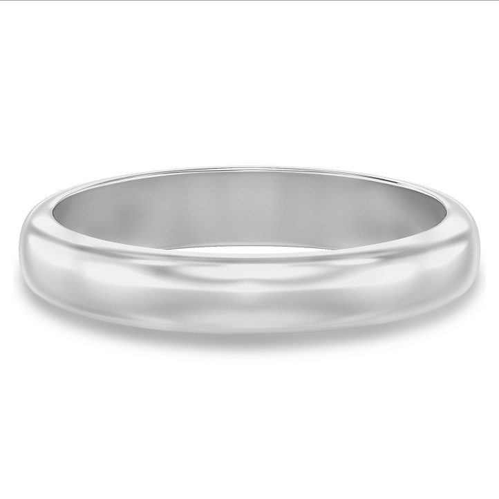 Wedding ring with a domed surface of 4.00 mm in platinum