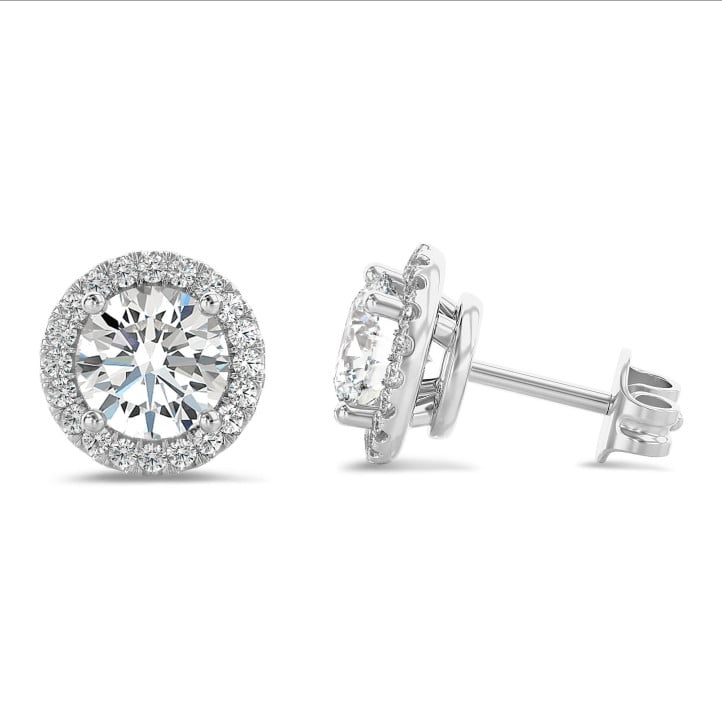 2.00 carat diamond halo earrings in platinum