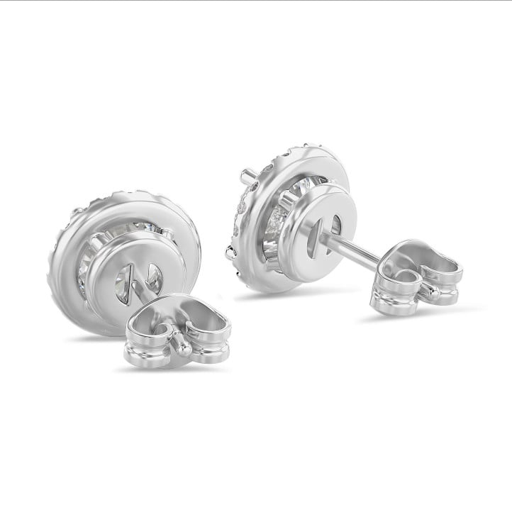2.00 carat diamond halo earrings in platinum