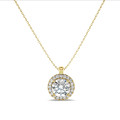 1.00 carat lab grown diamond halo necklace in yellow gold