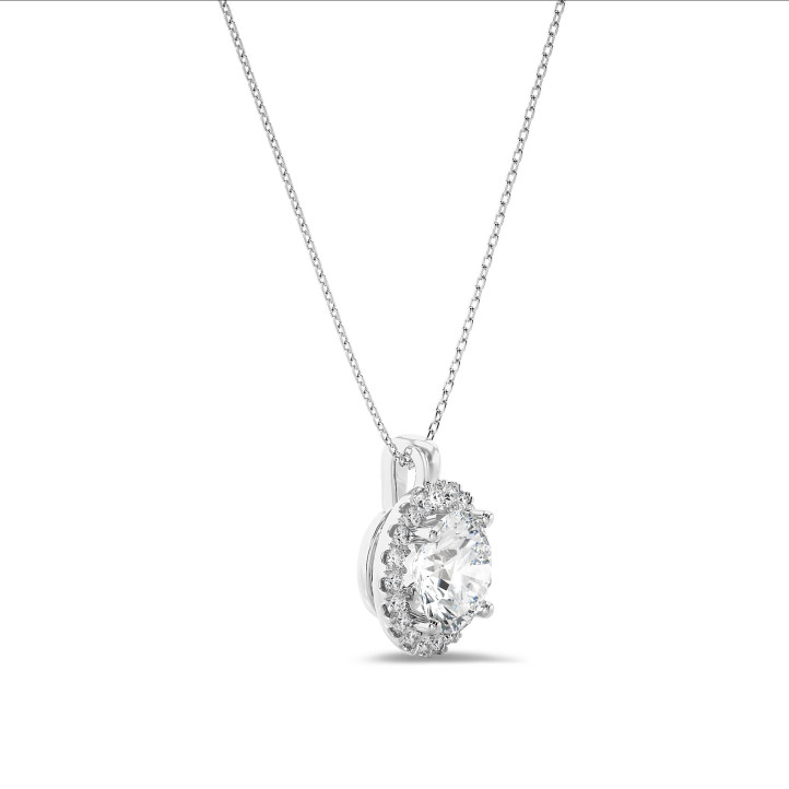1.00 carat diamond halo necklace in platinum