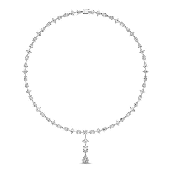 Necklaces - 24.70 carat diamond necklace in white gold with detachable pendant
