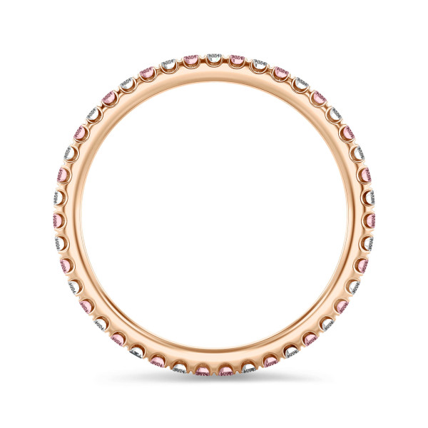 Rings - 0.55 carat eternity ring (full set) in red gold with round pink and white diamonds