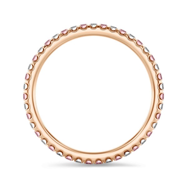 Rings - 0.55 carat eternity ring (full set) in red gold with round pink and white lab grown diamonds