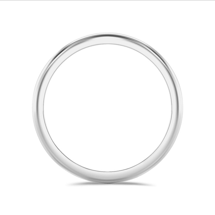 Wedding ring with a domed surface of 2.00 mm in platinum