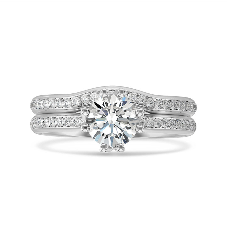 3.00 carat solitaire diamond ring in white gold with side diamonds
