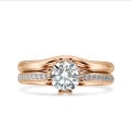 1.20 carat solitaire diamond ring in red gold with side diamonds