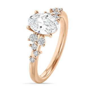 1.00 carat solitaire cluster ring in red gold with oval diamond