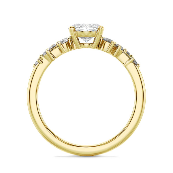 Search all PLP - 1.00 carat solitaire cluster ring in yellow gold with oval diamond