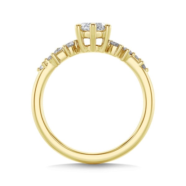Search all PLP - 1.00 carat solitaire cluster ring in yellow gold with marquise diamond