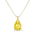 5.00 carat solitaire pendant in yellow gold with yellow pear cut diamond