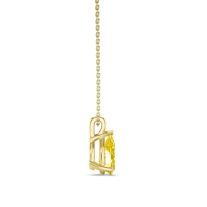 5.00 carat solitaire pendant in yellow gold with yellow pear cut diamond
