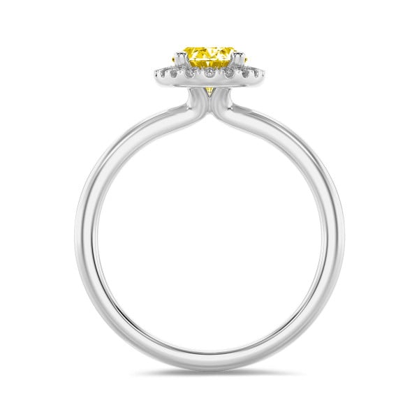 Search all PLP - 1.00 carat solitaire halo ring in white gold with yellow oval diamond and round diamonds