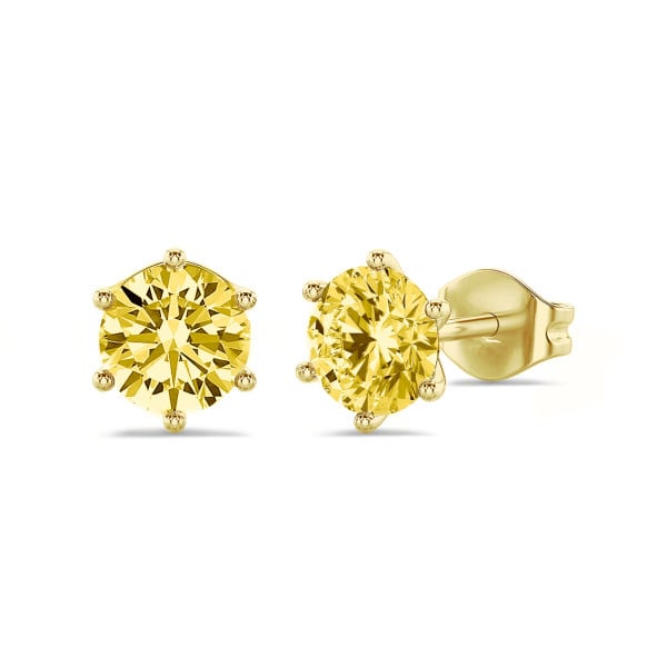 Search all PLP - 4.00 carat solitaire earrings in yellow gold with yellow diamonds