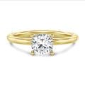 5.00 carat solitaire ring with a lab grown cushion diamond in yellow gold