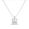 5.00 carat solitaire lab grown princess diamond pendant in white gold