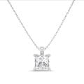 5.00 carat solitaire princess diamond pendant in white gold