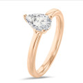 5.00 carat solitaire ring with lab grown pear diamond in red gold