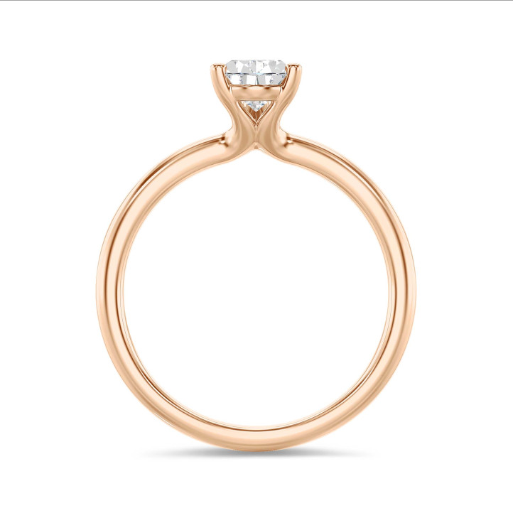 5.00 carat solitaire ring with lab grown pear diamond in red gold