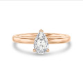 5.00 carat solitaire ring with lab grown pear diamond in red gold