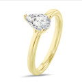 5.00 carat solitaire ring with pear diamond in yellow gold