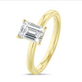 5.00 carat solitaire ring with a lab grown emerald cut diamond in yellow gold