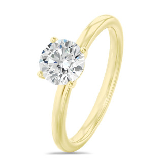 5.00 carat solitaire ring in yellow gold with round lab grown diamond