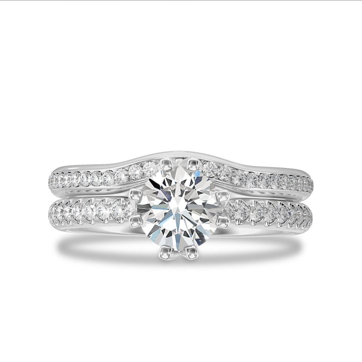 5.00 carat solitaire diamond ring in white gold with side diamonds