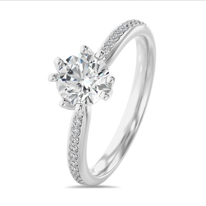 5.00 carat solitaire diamond ring in white gold with side diamonds