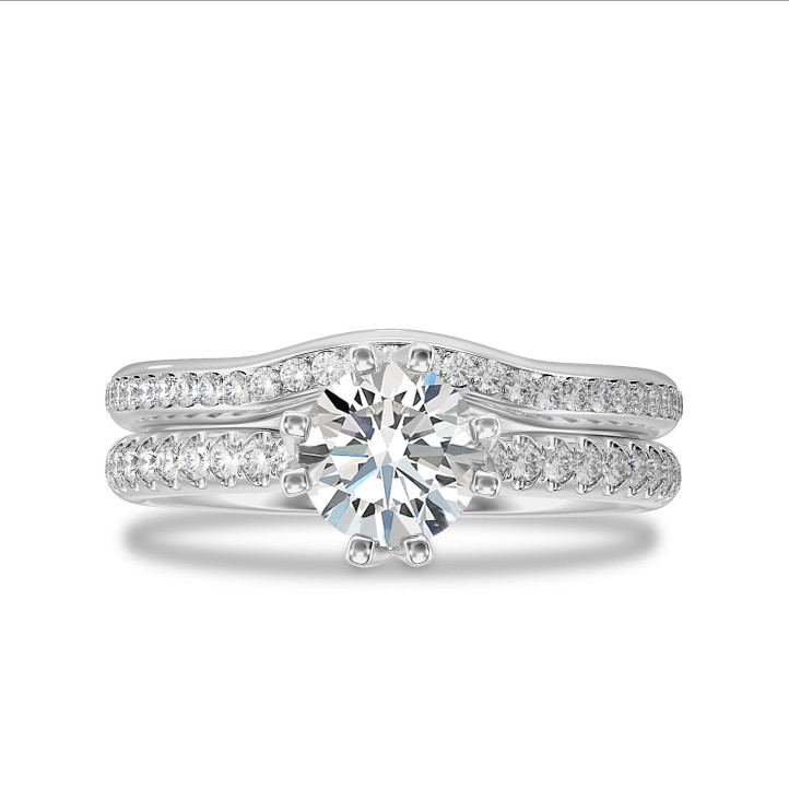5.00 carat solitaire lab grown diamond ring in white gold with lab grown side diamonds