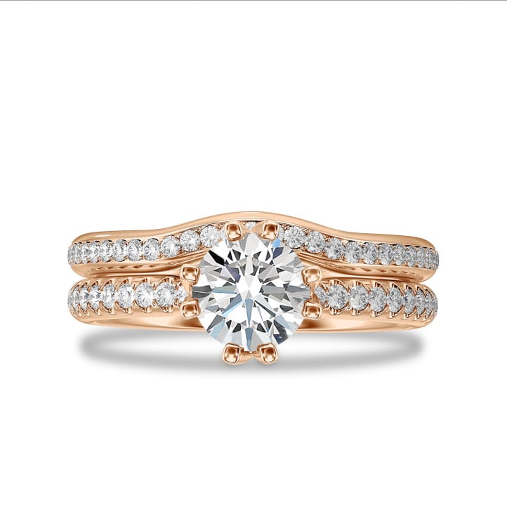 5.00 carat solitaire diamond ring in red gold with side diamonds