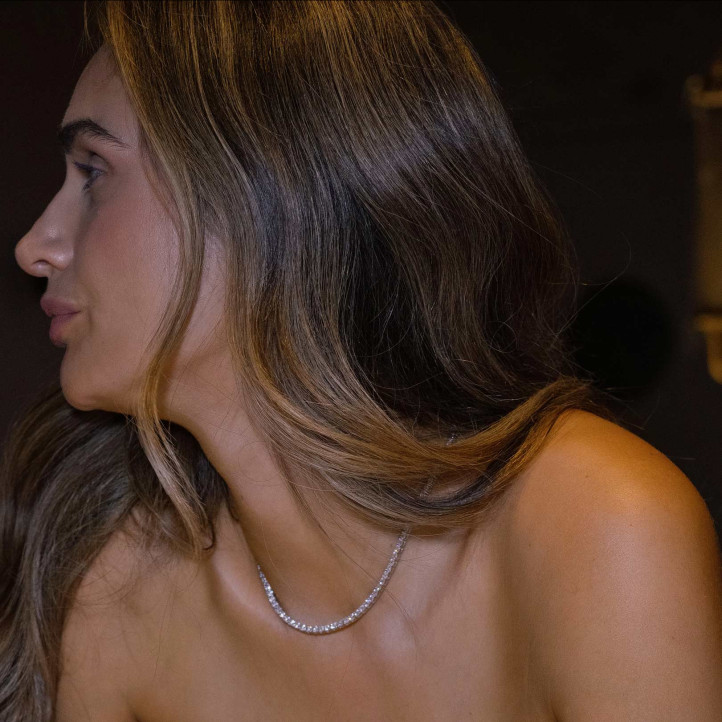 Riviere necklace with 14.60 Ct lab grown diamonds in yellow gold