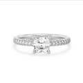 3.00 carat solitaire ring with a lab grown asscher cut diamond in white gold and lab grown side diamonds