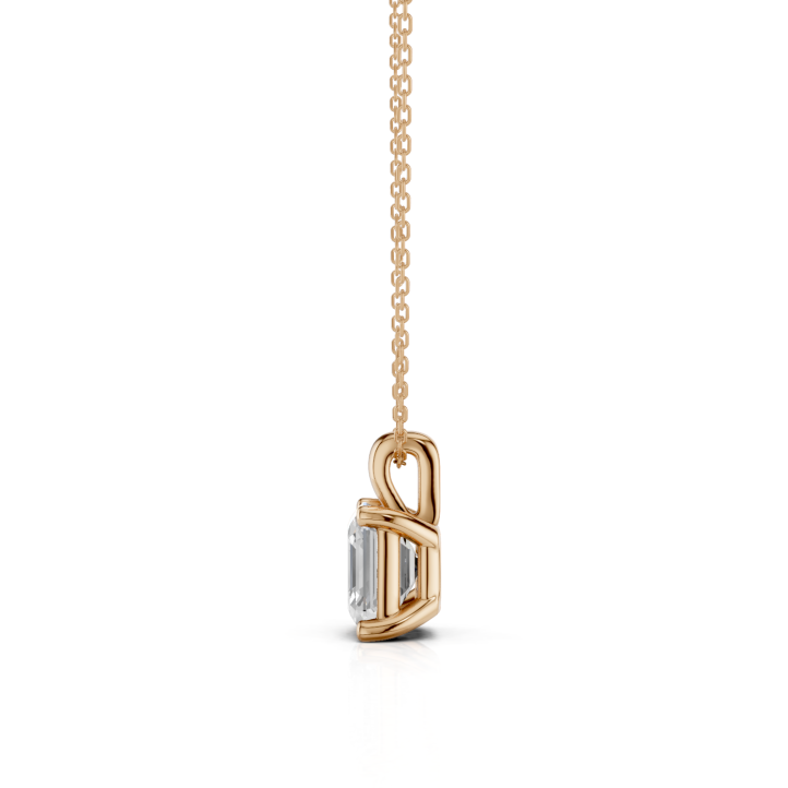 1.00 carat solitaire lab grown asscher cut diamond pendant in red gold