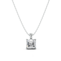 2.00 carat solitaire asscher cut diamond pendant in white gold