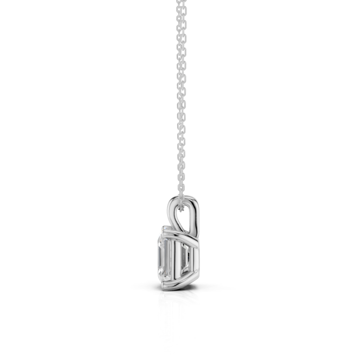 2.00 carat solitaire asscher cut diamond pendant in white gold