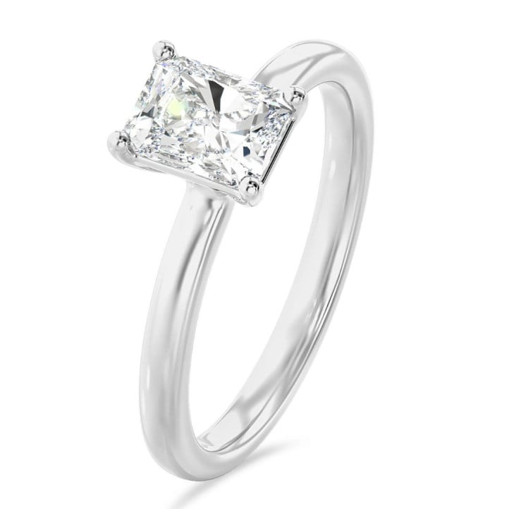 2.00 carat solitaire ring with a lab grown radiant cut diamond in white gold