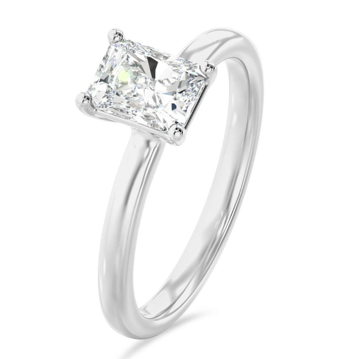 3.00 carat solitaire ring with a radiant cut diamond in white gold