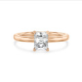 1.00 carat solitaire ring with a radiant cut diamond in red gold