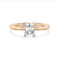 2.00 carat solitaire ring with a lab grown radiant cut diamond in red gold