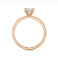 2.50 carat solitaire ring with a radiant cut diamond in red gold