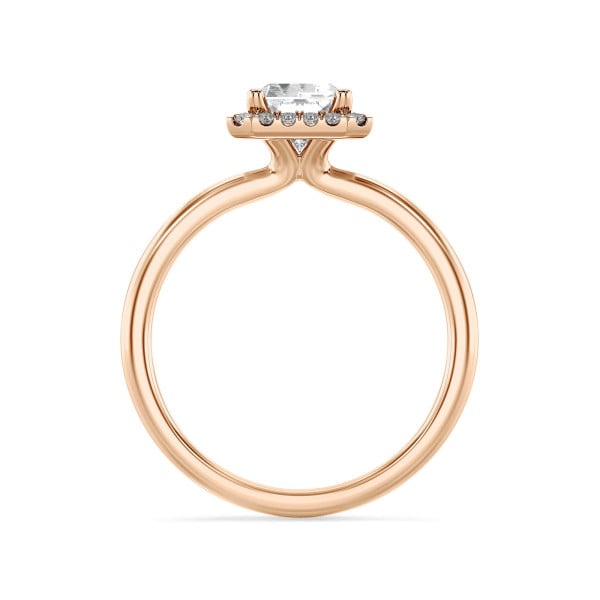 Rings - 1.50 carat solitaire halo ring with a radiant cut diamond in red gold and round diamonds