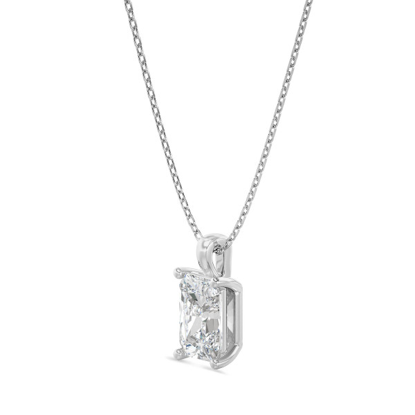 1.00 carat solitaire pendant in white gold with a lab grown radiant cut diamond