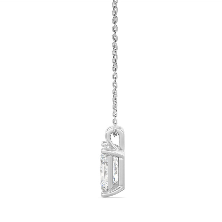 1.00 carat solitaire pendant in white gold with a lab grown radiant cut diamond