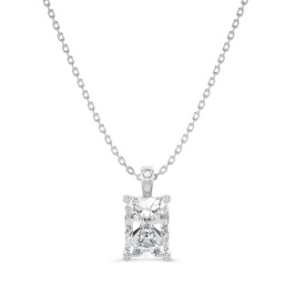 2.00 carat solitaire pendant in white gold with a radiant cut diamond
